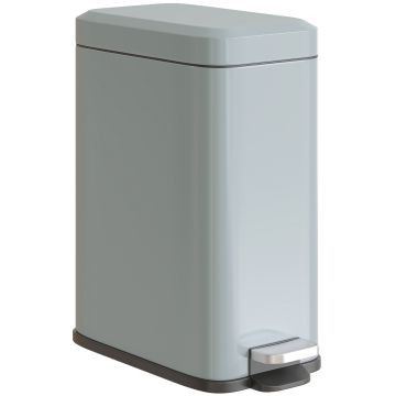 HOMCOM Coș de gunoi din metal, coș de gunoi, capacitate de 5 L, cu pedal, cu coș interior, Gri | Aosom Romania