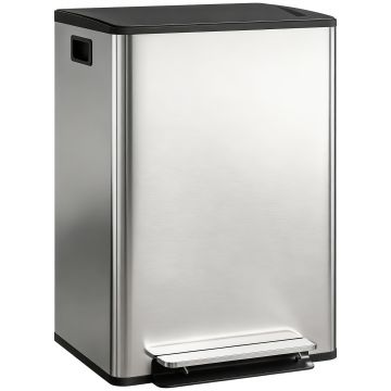 HOMCOM Coș de gunoi dublu cu pedală, 2 găleți de 30L și capac amortizat, gri | Aosom Romania