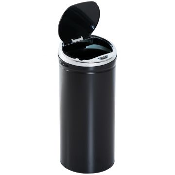 HOMCOM Cos automat 42L, cos de bucatarie din otel galvanizat cu senzor de miscare si compartiment intern detasabil, negru | Aosom Romania HOMCOM Cos automat 42L, cos de bucatarie din otel galvanizat cu senzor de miscare si compartiment intern detasabil, negru | Aosom Romania