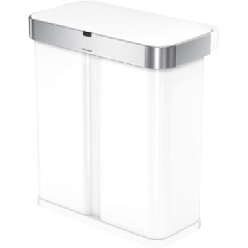 Simplehuman Dual Sensor 58 L (34/24) - oțel alb - Coș fără atingere