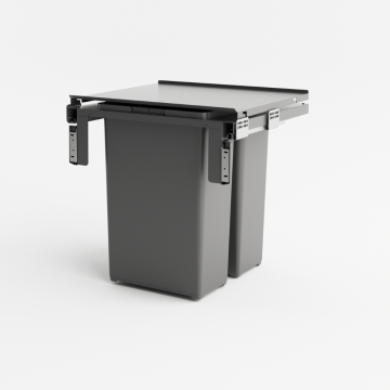 Sistem cos gunoi incorporabil H53 Compagnucci, plastic si metal, antracit, 600 mm, 2 x 35 l