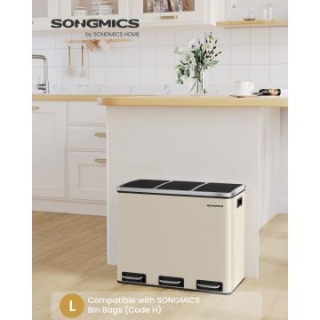 Cos de gunoi compartimentat Songmics Bej 61.7x35.2x56.4 cm