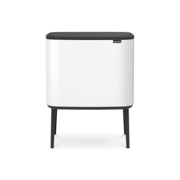 Cos de gunoi cu soft touch, 3 compartimente, Brabantia, Bo Touch, 3x11 L, 31.2x54x68 cm, otel, alb