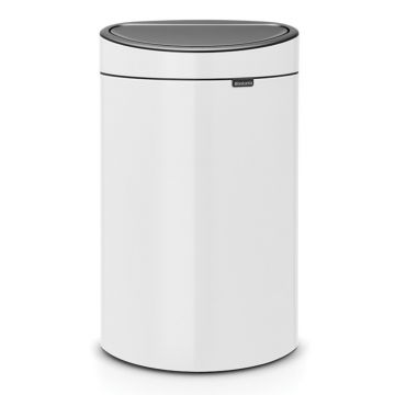 Cos de gunoi cu soft touch, Brabantia, Touch New, 40 L, 30.2x43.5x72.7 cm, otel, alb