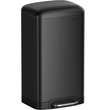 Cos de gunoi din otel, cu pedala si soft-close, galeata interioara, 30 litri, negru