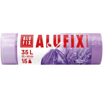 Saci de gunoi de 35L cu bandă retractabilă cu aromă de levănțică