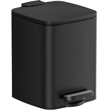 Cos de gunoi pentru baie, cu pedala si soft-close, 6 litri, negru